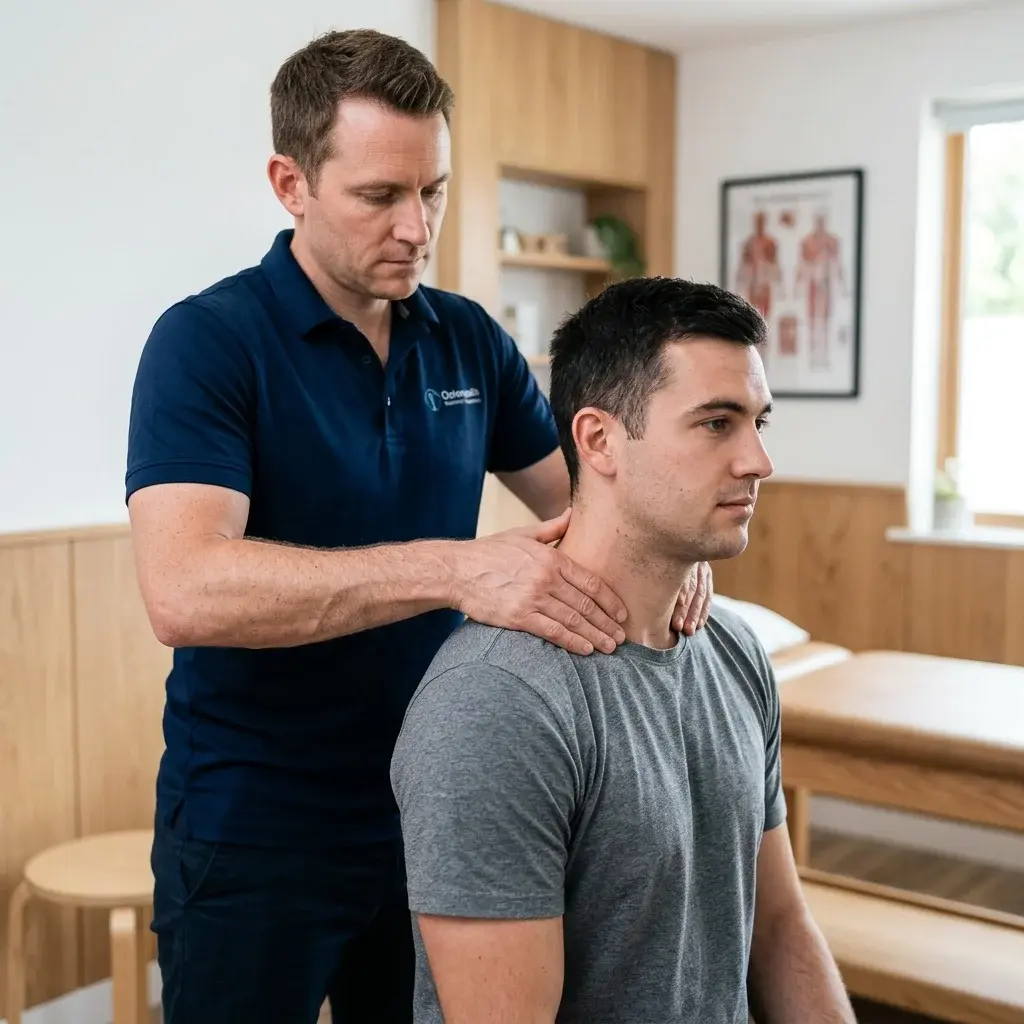 Palpazione della cerniera cervico-dorsale C7-T1 da parte dell'osteopata
